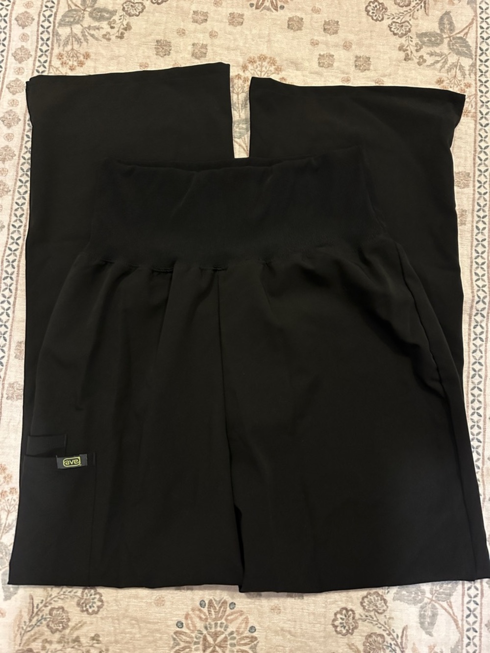 Black stretch waist scrub pants